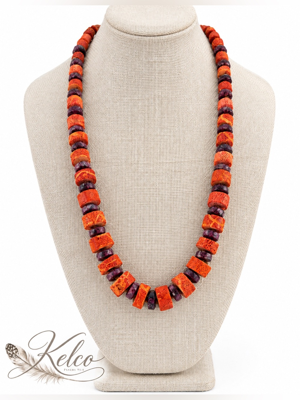 Heishi Sponge Coral & Suglite Beaded Necklace 20’